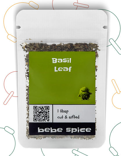 The front of a Bebe Spice Basil Leaf packet