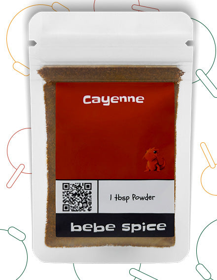 The front of a Bebe Spice Cayenne packet