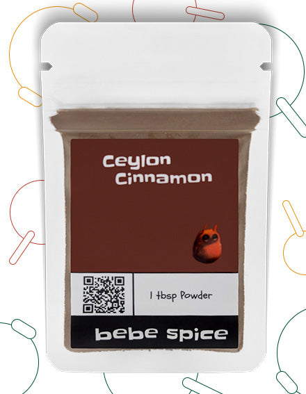 The front of a Bebe Spice Ceylon Cinnamon packet.