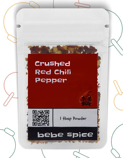 The front of a Bebe Spice Crushed Red Chili Pepper packet