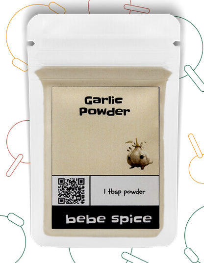 The front of a Bebe Spice Garlic Powder packet