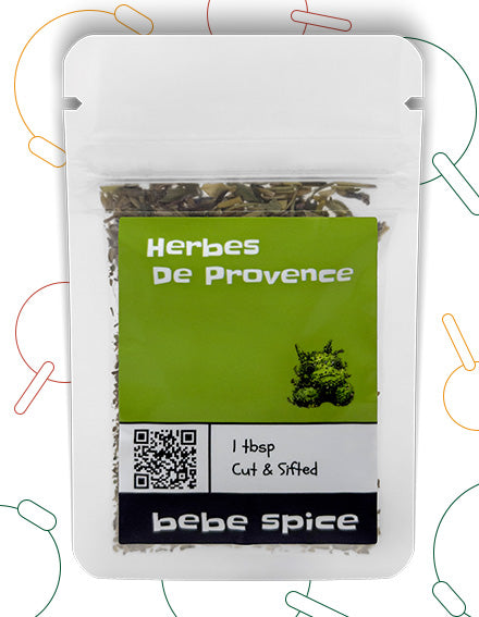 The front of a Bebe Spice Herbes De Provence packet