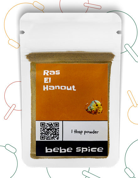 The front of a Bebe Spice Ras El Hanout packet